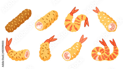 Fresh Raw Shrimp Illustration for Seafood Cuisine and Culinary Use