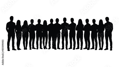 A group of people standing together in a black silhouette