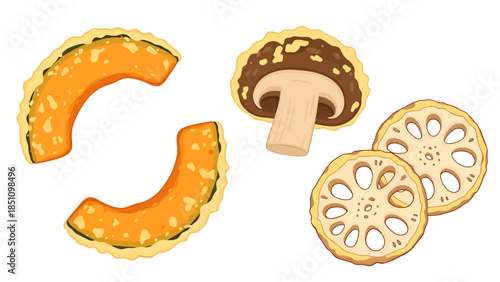 Fresh Lotus Root and Mushroom Slices for Healthy Cooking and Culinary Preparation