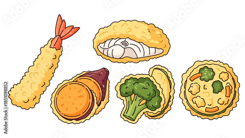 Assorted Japanese Cuisine with Sushi and Tempura Presentation