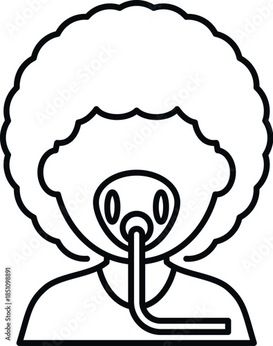 Person with curly hair wearing an oxygen mask, symbolizing healthcare and medical support