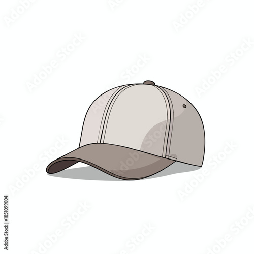 Illustrated light brown baseball cap with dark brim and a shadow