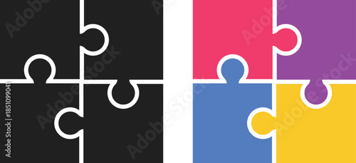 Puzzle piece element. Jigsaw part symbols. Missing Piece Symbols. Problem solving graphic design. Connection and logic design element
