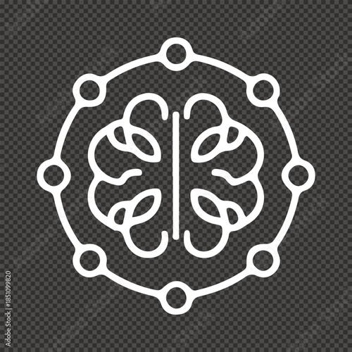 Artificial Intelligence and Neural Network Icon Brain-Computer Interface and Digital Intelligence Vector