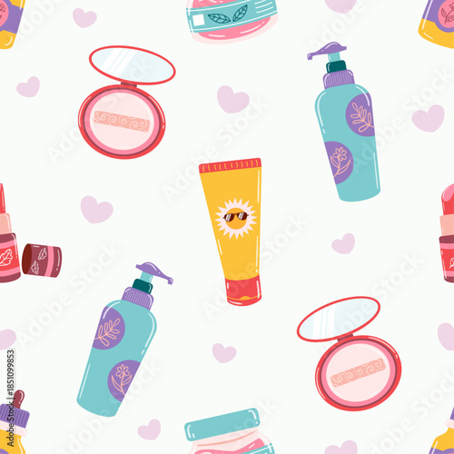 Flat cosmetic seamless pattern illustration
