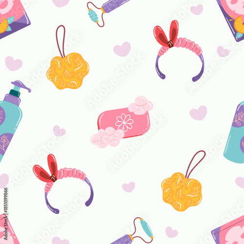 Flat cosmetic seamless pattern illustration