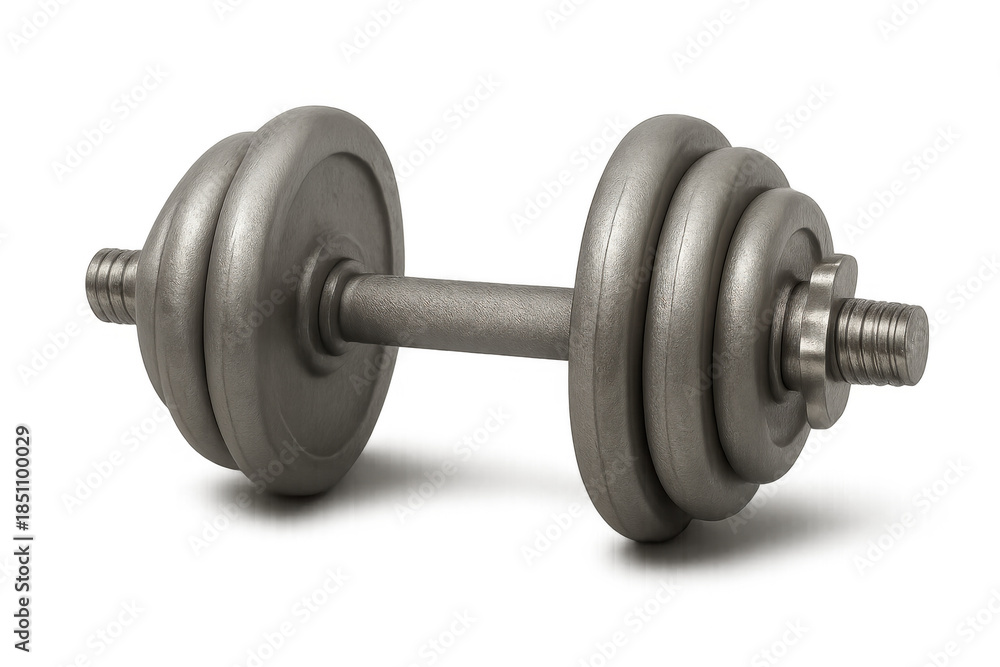 Fototapeta premium Adjustable metal dumbbell for strength training and fitness workouts, studio shot with transparent background