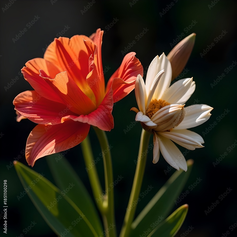 Fototapeta premium orange flower on black background