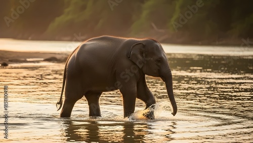 Baby Elephant in River