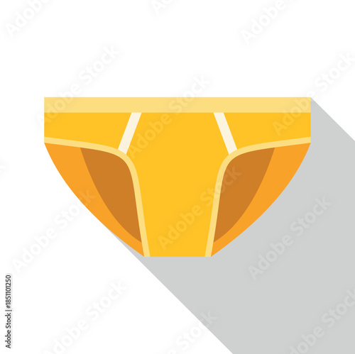 Yellow men's briefs underwear showing a flat design icon with a long shadow