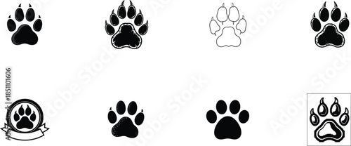 Collection of animal dog paw prints