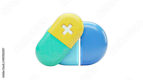 3D Pill and Tablet Illustration on White Background