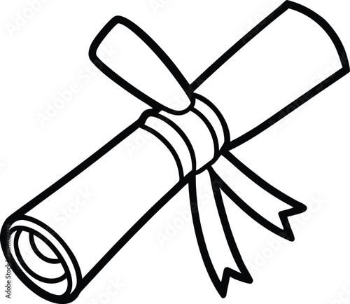 black and white diploma scroll with ribbon clip art preview