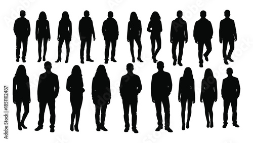 Diverse group of people standing together a collection of human forms silhouette