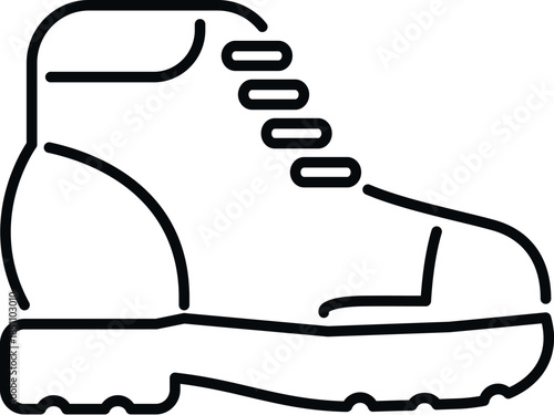 Hiking boot outline icon for adventure, travel, and nature activities