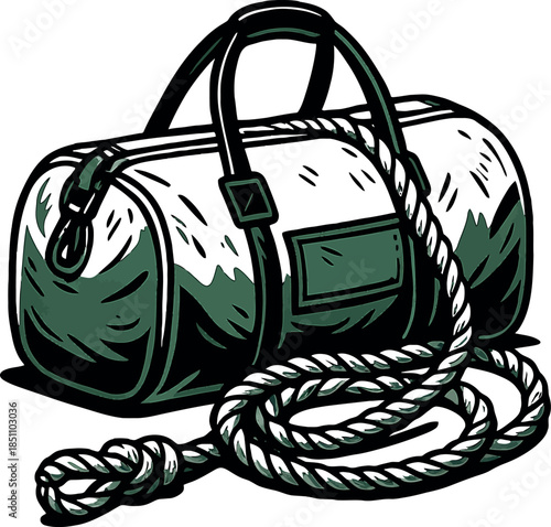 Nautical Duffle Bag Rope Sailor Marine Art Green