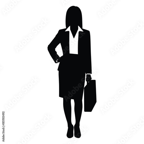 Confident businesswoman carrying briefcase Vector, illustration