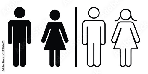 Restroom Male Female Icons – Black and White Bathroom Symbols