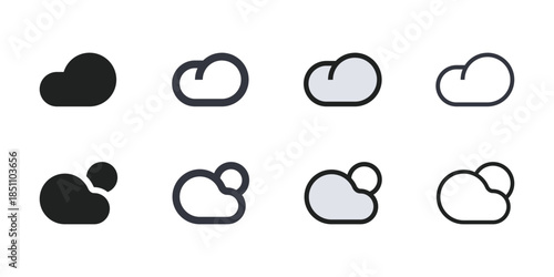 cloud icon set for sky weather atmosphere forecast environment nature climate airy and abstract design