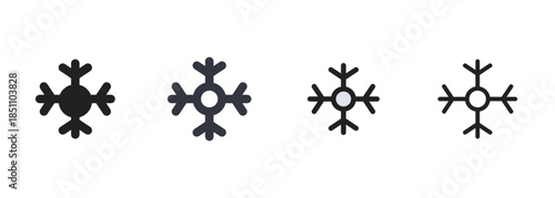 snowflake icon set for winter cold weather ice crystal frost climate season and frozen nature design