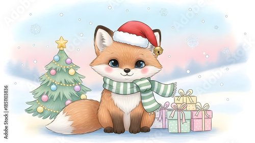 Cute Animal Christmas Illustration