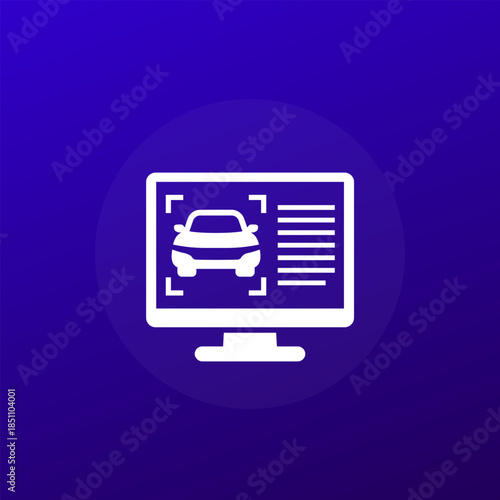 car history vector icon with computer