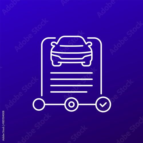 car registration icon, line vector design