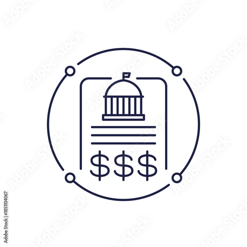 government budget line icon, federal spending bill vector