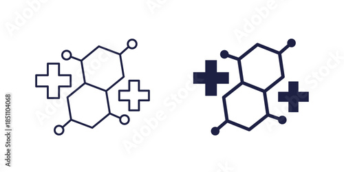 hormones and health icons, hormonal therapy line and solid design