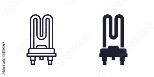 heating element icon, line and solid design