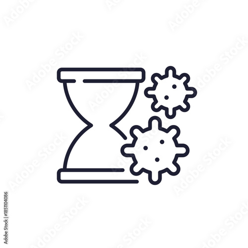incubation period line icon with virus or viral infection