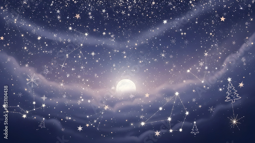 Magical Christmas Night Sky with Stars