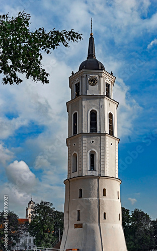 Bell tower at cathedral square in Vilnius, Lithuania