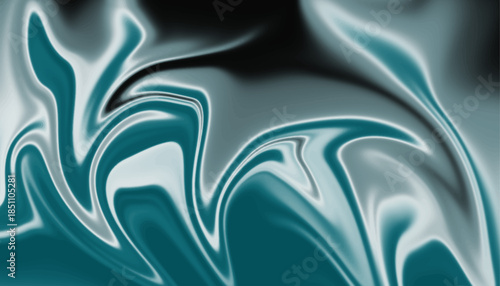 Teal and Black Abstract Liquid Swirl, Minimalist Teal and Grey Abstract Swirl,