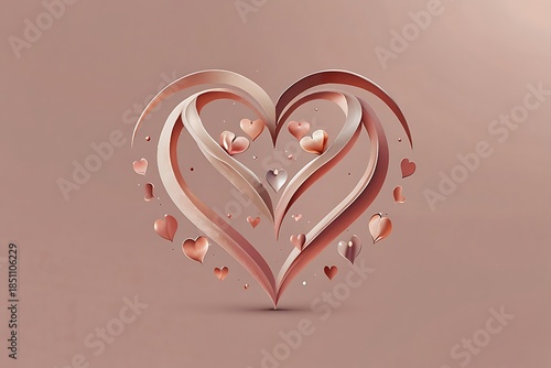 Red heart shape illustration on a red wall background for romantic Valentine Day celebration design and wedding card decoration symbol