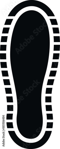 Black sole footprint leaving a mark on a white background