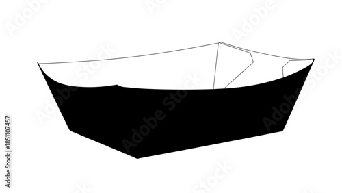 Black food tray container for snacks and fast food.