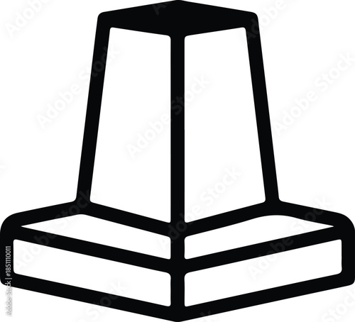 Silhouette Minimalist Geometric Abstract 3D Truncated Pyramid Base Block Icon Vector Illustration