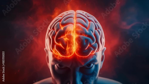 Anatomy of a Burning Brain, Illustrating Intense Thought and Cognitive Power
