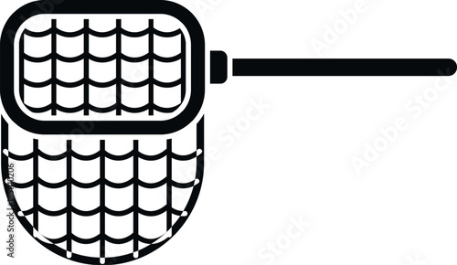 Fishing scoop landing net outline icon on a white background