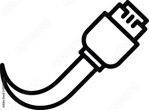 Silhouette Network cable RJ45 connector technology internet connection wire Vector Illustration