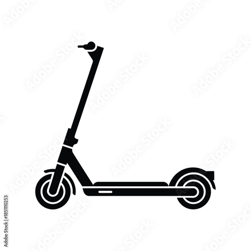 Black silhouette icon of an electric scooter isolated on