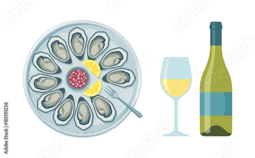 Fresh oysters platter with white wine pairing