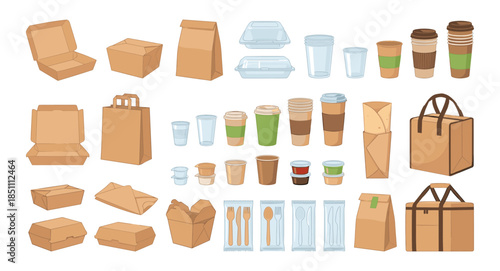 Takeaway packaging set for food delivery service