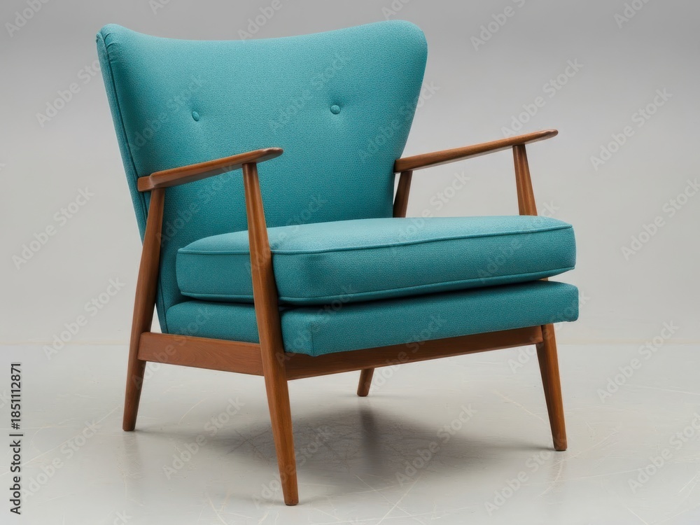 Fototapeta premium Mid-century modern armchair, isolated on white background