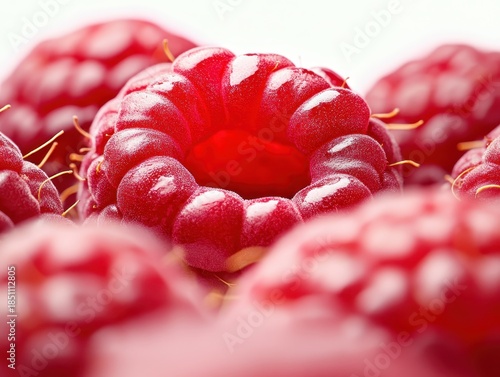 Vibrant Red Raspberries with Glossy Skin and Delicate Texture