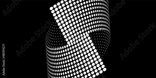 Bubble swelling as mountain. Hill, spherical protrusion. Hemisphere from dots.. Particle points dimension sound wave. Part of sphere effect polar hill globe surface. Big data flow calculation.