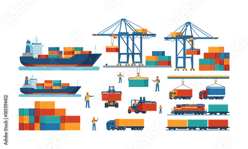 Global logistics shipping freight transport supply chain concept