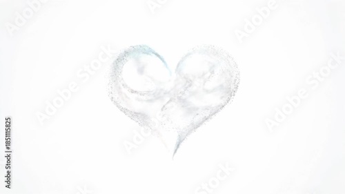 Heart Shape Made of Water Splashes on White Background.