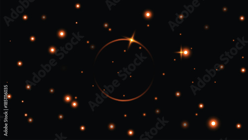 Abstract Glowing Energy Ring With Red Particles Background